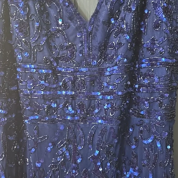 Primavera Couture Blue Sequin Prom Dress